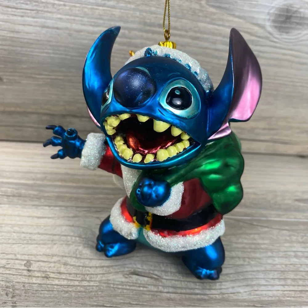 Limited Edition Walt Disney World Stitch 3D Glass Ornament Santa Claus Stitch
